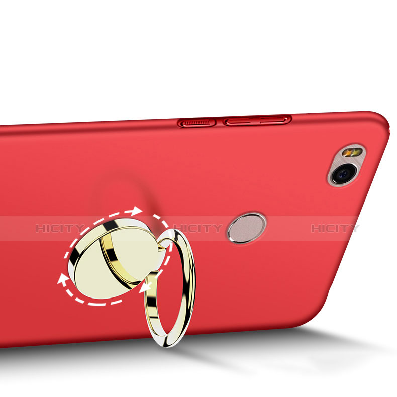 Schutzhülle Kunststoff Tasche Matt mit Fingerring Ständer für Xiaomi Mi 4S Rot