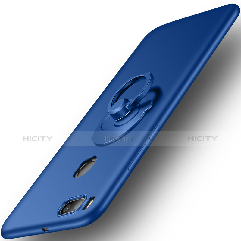 Schutzhülle Kunststoff Tasche Matt mit Fingerring Ständer für Xiaomi Mi A1 Blau Plus