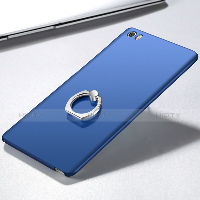 Schutzhülle Kunststoff Tasche Matt mit Fingerring Ständer für Xiaomi Mi Note Blau groß