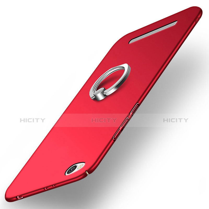 Schutzhülle Kunststoff Tasche Matt mit Fingerring Ständer für Xiaomi Redmi 3 Rot Plus