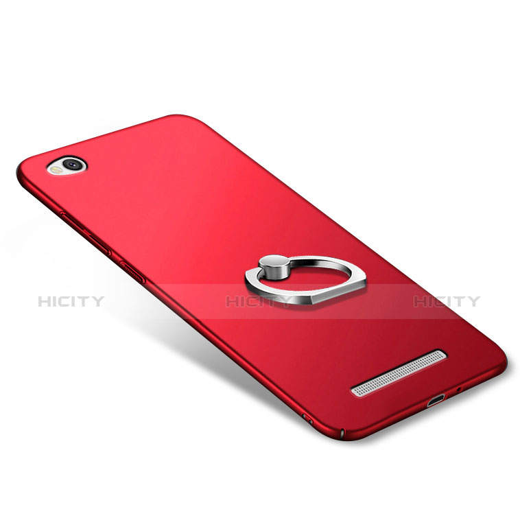 Schutzhülle Kunststoff Tasche Matt mit Fingerring Ständer für Xiaomi Redmi 3 Rot groß
