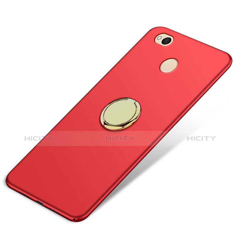 Schutzhülle Kunststoff Tasche Matt mit Fingerring Ständer für Xiaomi Redmi 4X Rot groß