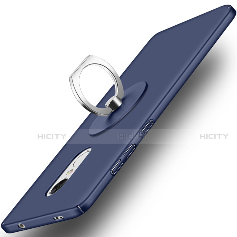 Schutzhülle Kunststoff Tasche Matt mit Fingerring Ständer für Xiaomi Redmi Note 4X Blau Plus