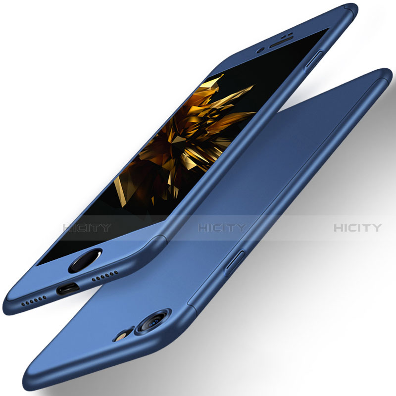 Schutzhülle Kunststoff Tasche Matt Vorder und Rückseite 360 Grad für Apple iPhone SE (2020) Blau Plus