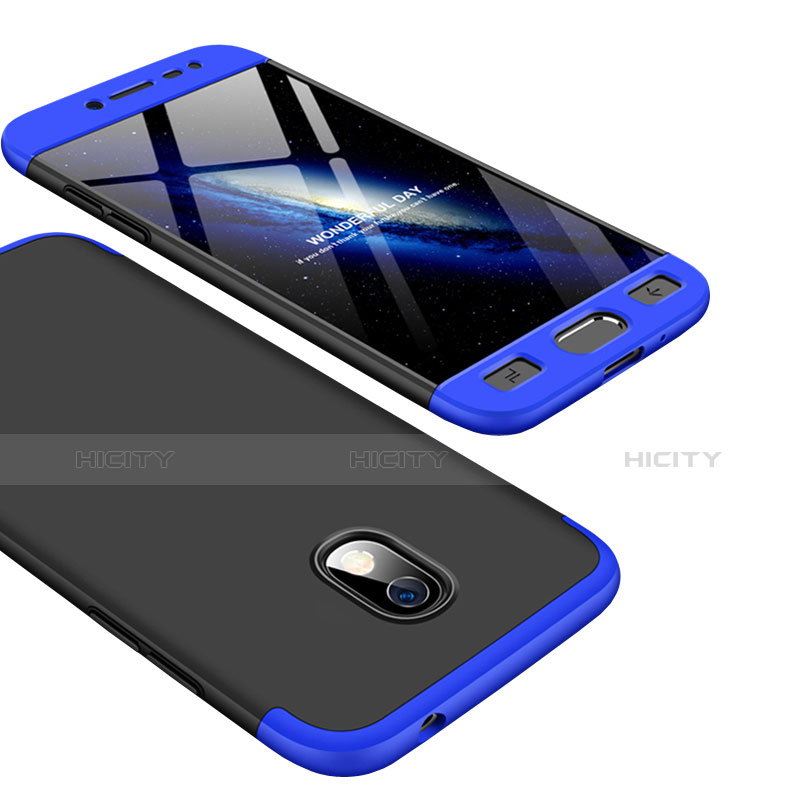 Schutzhülle Kunststoff Tasche Matt Vorder und Rückseite 360 Grad für Samsung Galaxy J7 Pro Blau und Schwarz