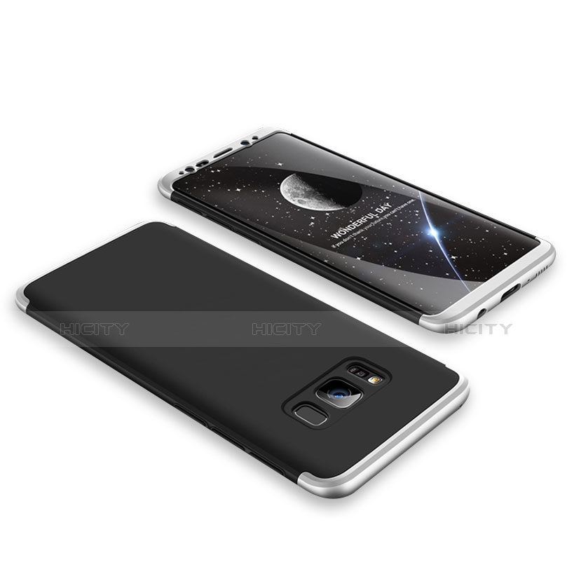 Schutzhülle Kunststoff Tasche Matt Vorder und Rückseite 360 Grad M03 für Samsung Galaxy S8 Silber groß