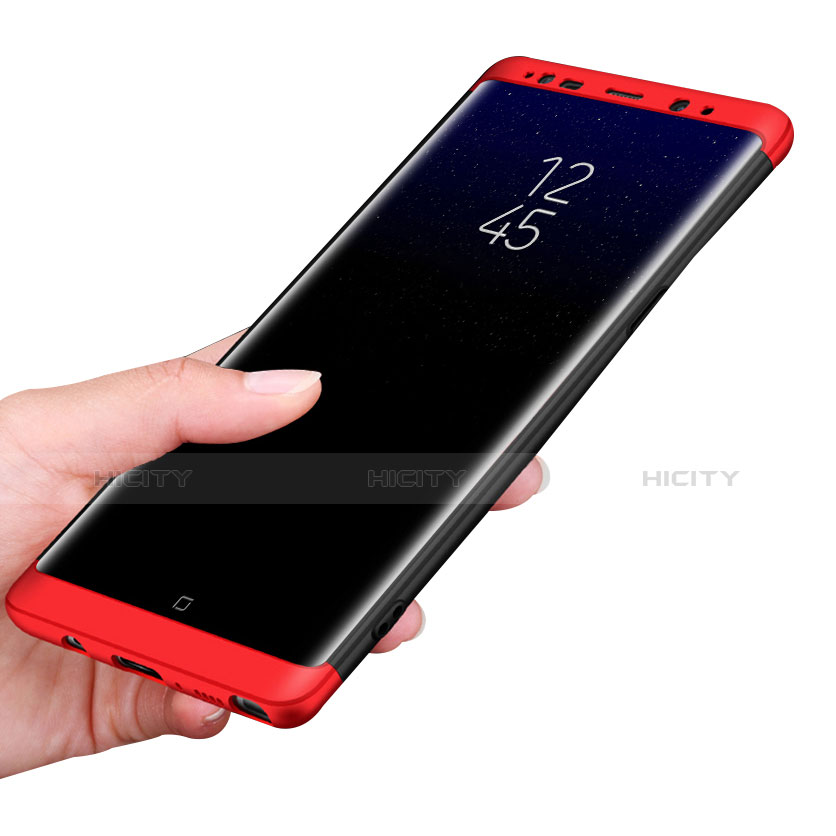 Schutzhülle Kunststoff Tasche Matt Vorder und Rückseite 360 Grad Q01 für Samsung Galaxy Note 8 Duos N950F Rot und Schwarz groß