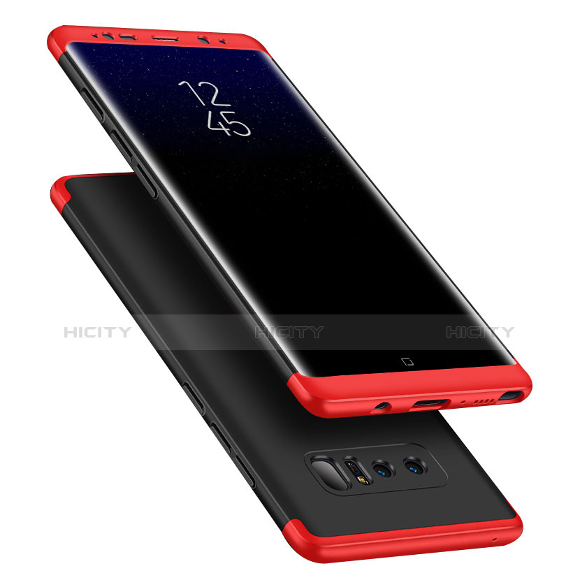 Schutzhülle Kunststoff Tasche Matt Vorder und Rückseite 360 Grad Q01 für Samsung Galaxy Note 8 Duos N950F Rot und Schwarz groß