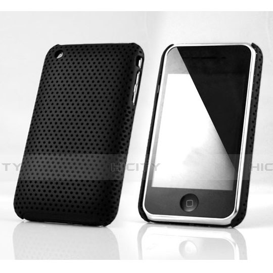 Schutzhülle Kunststoff Tasche Punkte Loch für Apple iPhone 3G 3GS Schwarz Plus