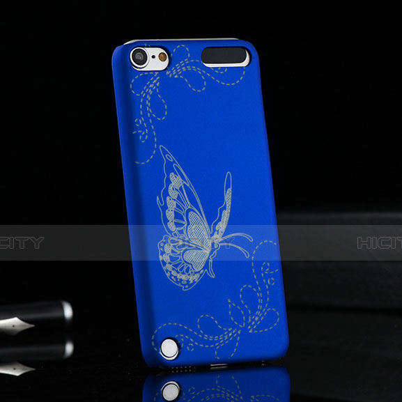 Schutzhülle Kunststoff Tasche Schmetterling für Apple iPod Touch 5 Blau Plus