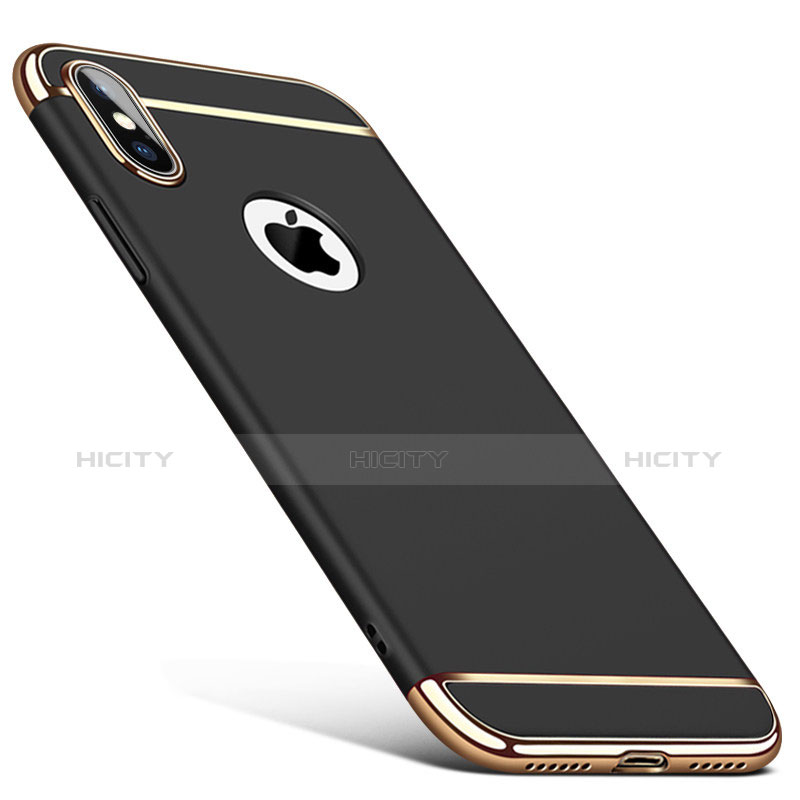 Schutzhülle Luxus Metall Rahmen und Kunststoff C01 für Apple iPhone Xs Max Schwarz groß
