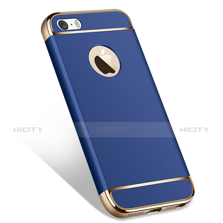 Schutzhülle Luxus Metall Rahmen und Kunststoff für Apple iPhone SE Blau