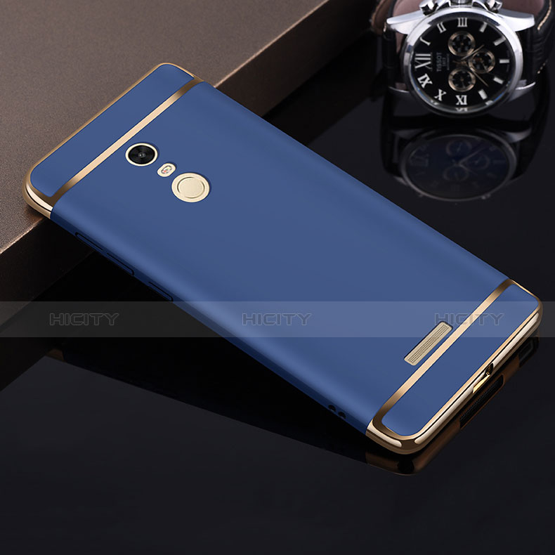 Schutzhülle Luxus Metall Rahmen und Kunststoff für Xiaomi Redmi Note 3 MediaTek Blau groß