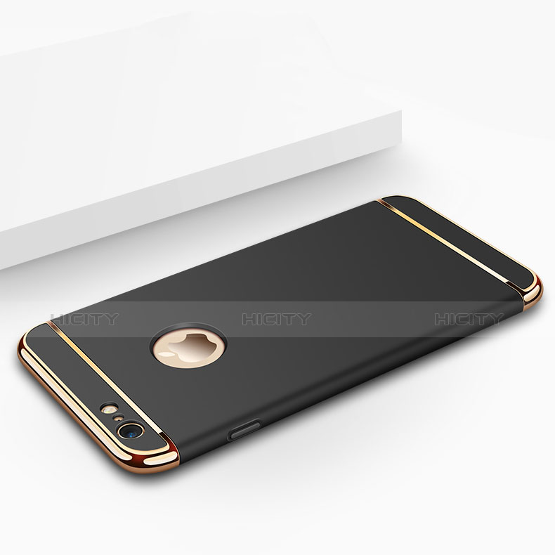 Schutzhülle Luxus Metall Rahmen und Kunststoff M01 für Apple iPhone 6 Plus Schwarz