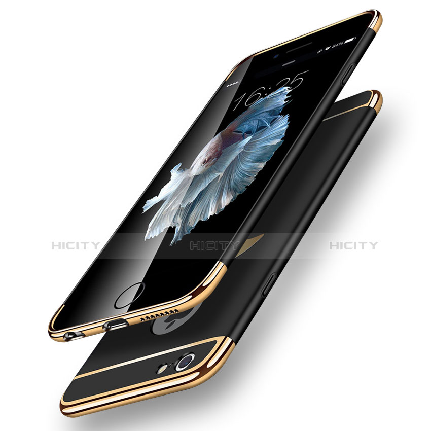 Schutzhülle Luxus Metall Rahmen und Kunststoff M01 für Apple iPhone 6 Plus Schwarz