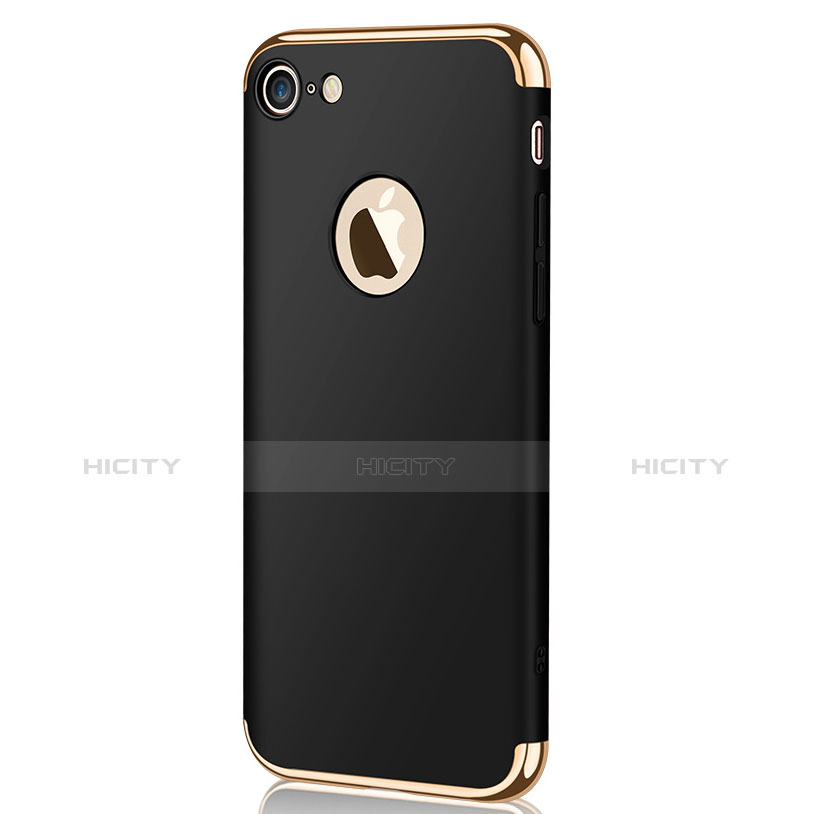 Schutzhülle Luxus Metall Rahmen und Kunststoff M02 für Apple iPhone 7 Schwarz groß