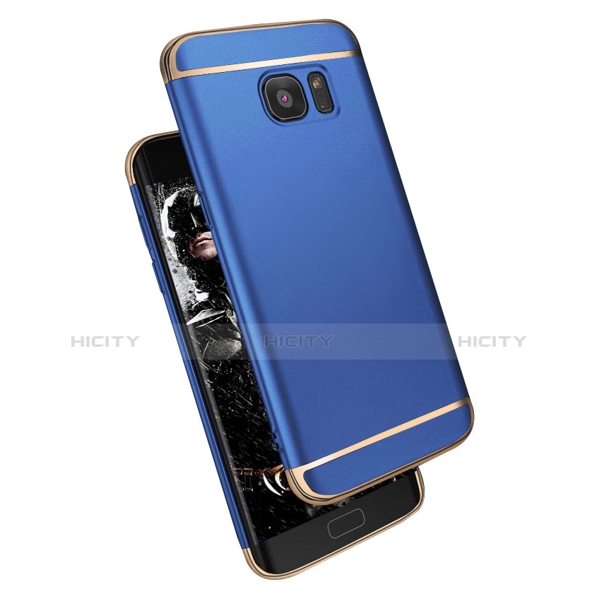 Schutzhülle Luxus Metall Rahmen und Kunststoff M02 für Samsung Galaxy S7 Edge G935F Blau