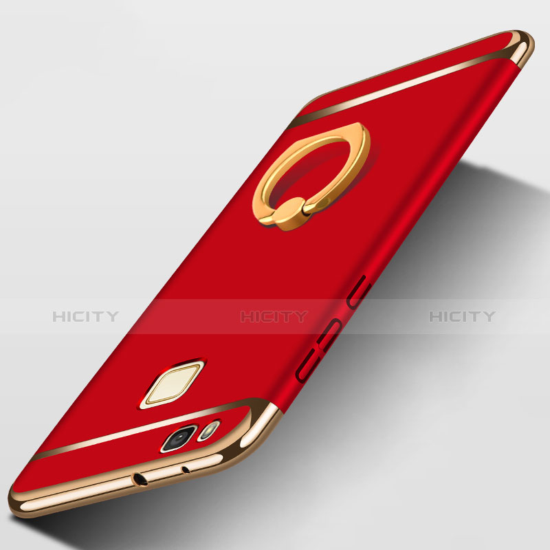 Schutzhülle Luxus Metall Rahmen und Kunststoff mit Fingerring Ständer für Huawei P9 Lite Rot