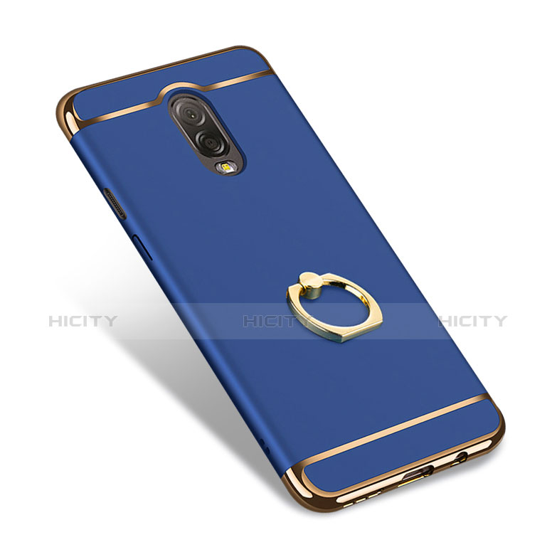 Schutzhülle Luxus Metall Rahmen und Kunststoff mit Fingerring Ständer für Samsung Galaxy J7 Plus Blau groß