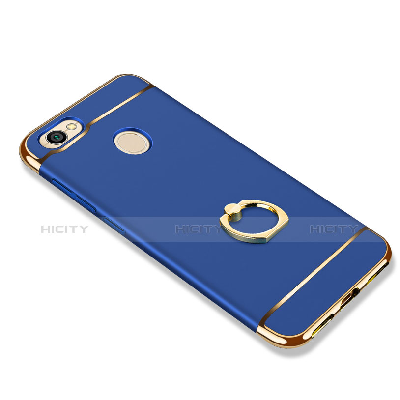 Schutzhülle Luxus Metall Rahmen und Kunststoff mit Fingerring Ständer für Xiaomi Redmi Y1 Blau groß