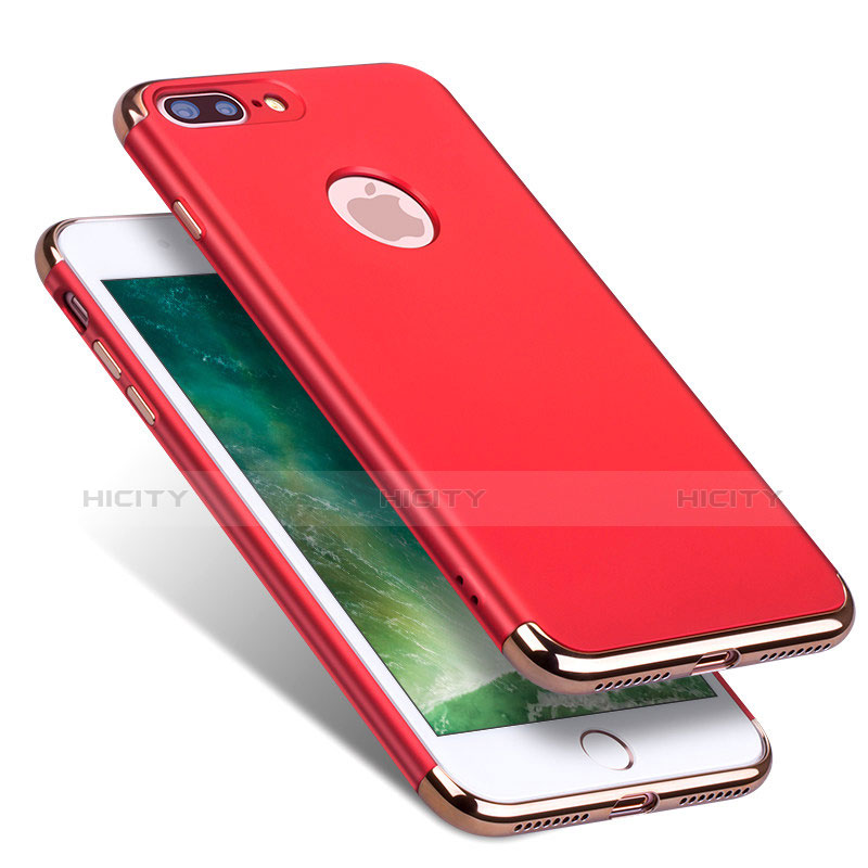 Schutzhülle Luxus Metall Rahmen und Kunststoff R01 für Apple iPhone 7 Plus Rot Plus