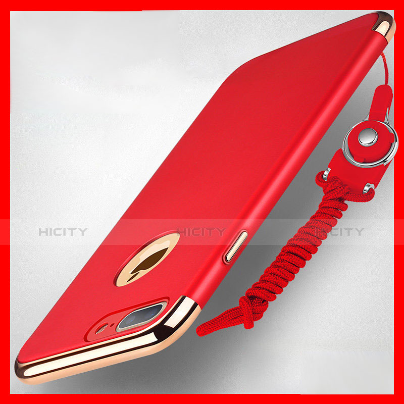 Schutzhülle Luxus Metall Rahmen und Kunststoff R01 für Apple iPhone 7 Plus Rot groß