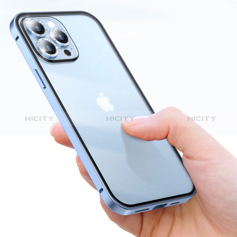 Schutzhülle Luxus Metall Rahmen und Kunststoff Schutzhülle Tasche Bling-Bling LF1 für Apple iPhone 14 Pro groß