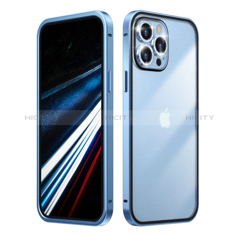 Schutzhülle Luxus Metall Rahmen und Kunststoff Schutzhülle Tasche Bling-Bling LF1 für Apple iPhone 14 Pro groß