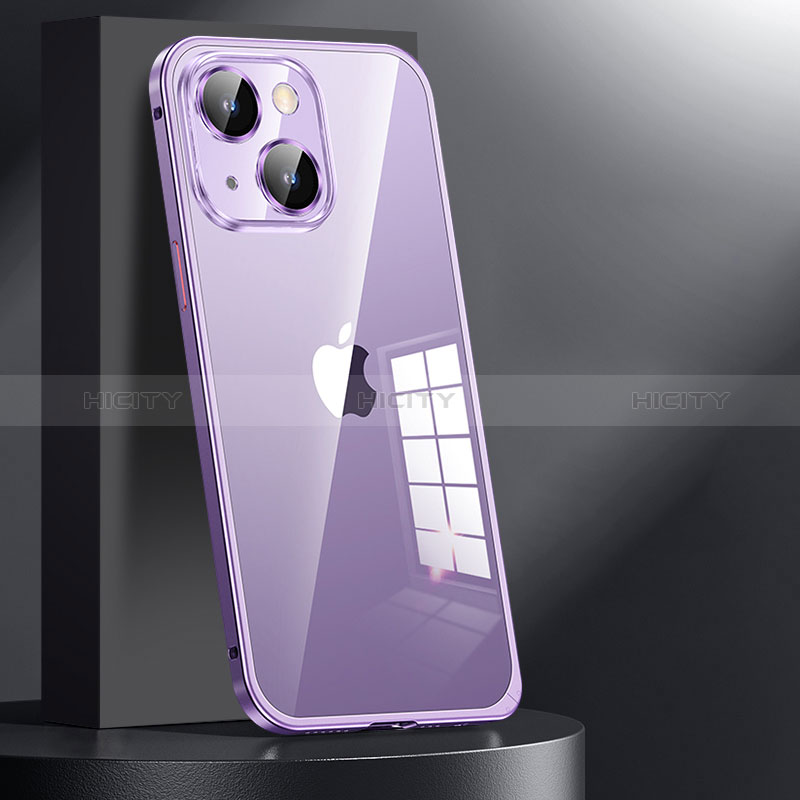 Schutzhülle Luxus Metall Rahmen und Kunststoff Schutzhülle Tasche JL1 für Apple iPhone 13 Violett Plus