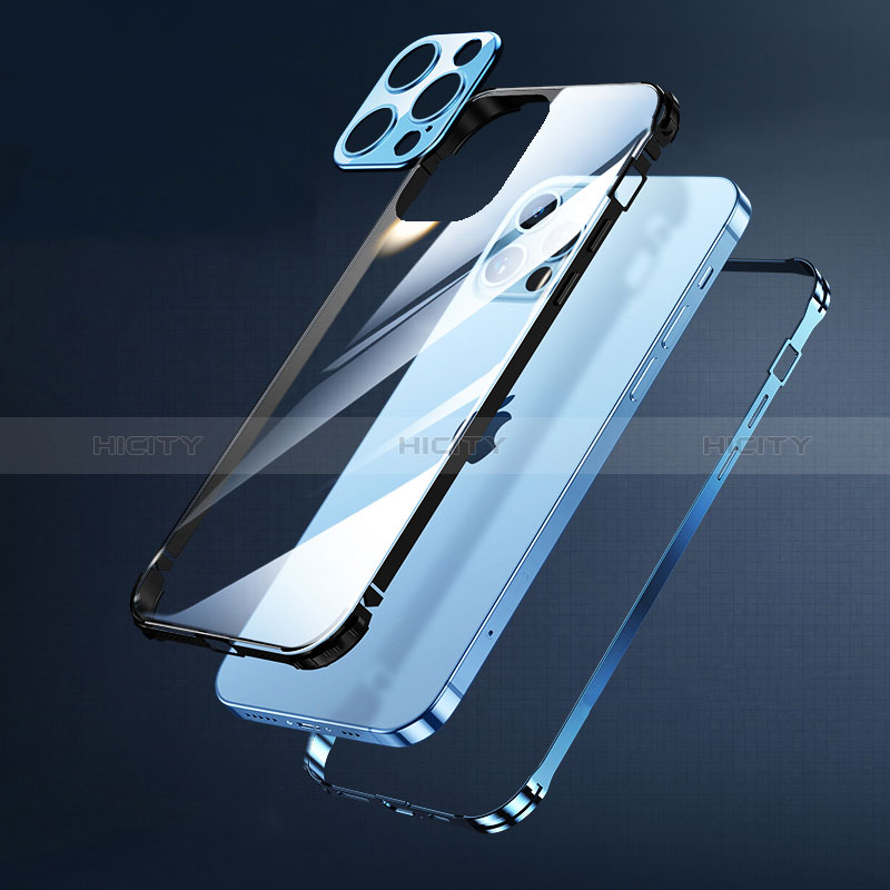 Schutzhülle Luxus Metall Rahmen und Kunststoff Schutzhülle Tasche JL4 für Apple iPhone 13 Pro groß