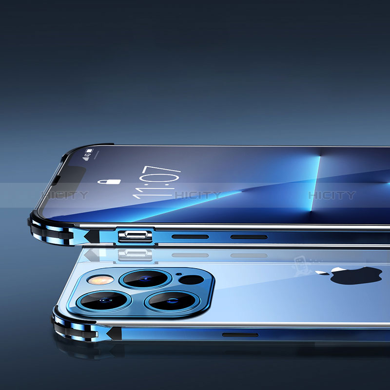Schutzhülle Luxus Metall Rahmen und Kunststoff Schutzhülle Tasche JL4 für Apple iPhone 13 Pro groß