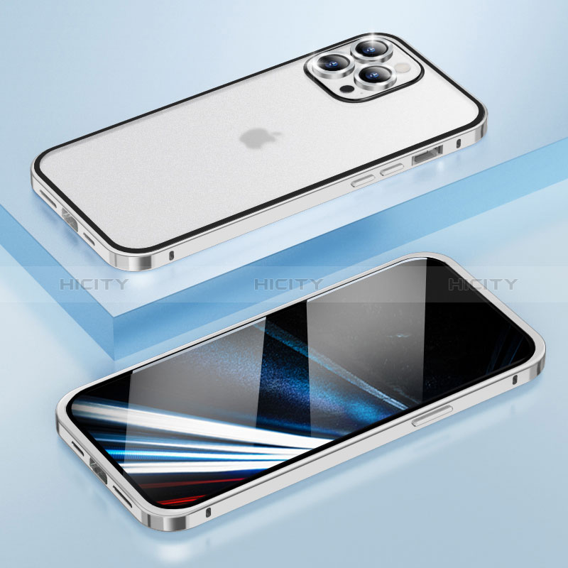 Schutzhülle Luxus Metall Rahmen und Kunststoff Schutzhülle Tasche LF4 für Apple iPhone 13 Pro Max groß
