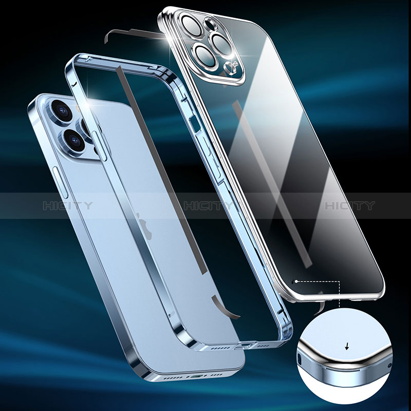 Schutzhülle Luxus Metall Rahmen und Kunststoff Schutzhülle Tasche LF7 für Apple iPhone 13 Pro Max