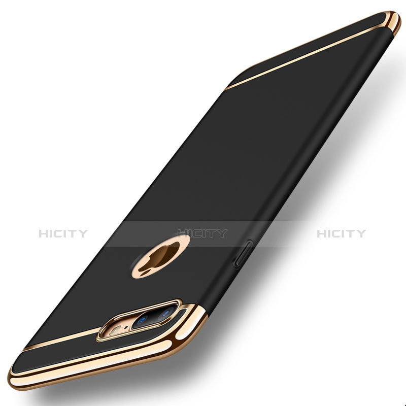Schutzhülle Luxus Metall Rahmen und Kunststoff Schutzhülle Tasche M01 für Apple iPhone 8 Plus Schwarz Plus