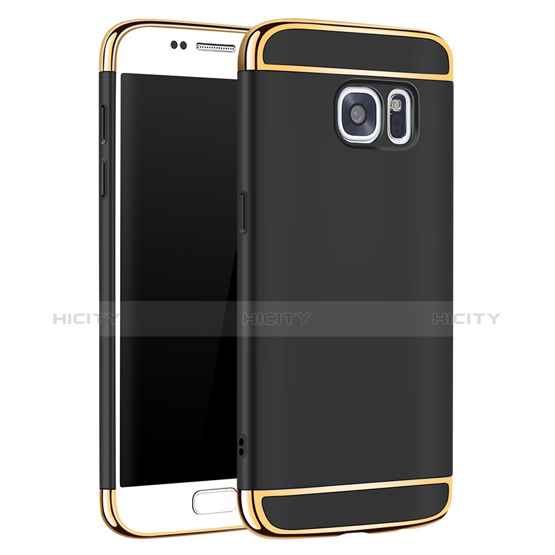 Schutzhülle Luxus Metall Rahmen und Kunststoff Schutzhülle Tasche M01 für Samsung Galaxy S7 G930F G930FD Schwarz Plus