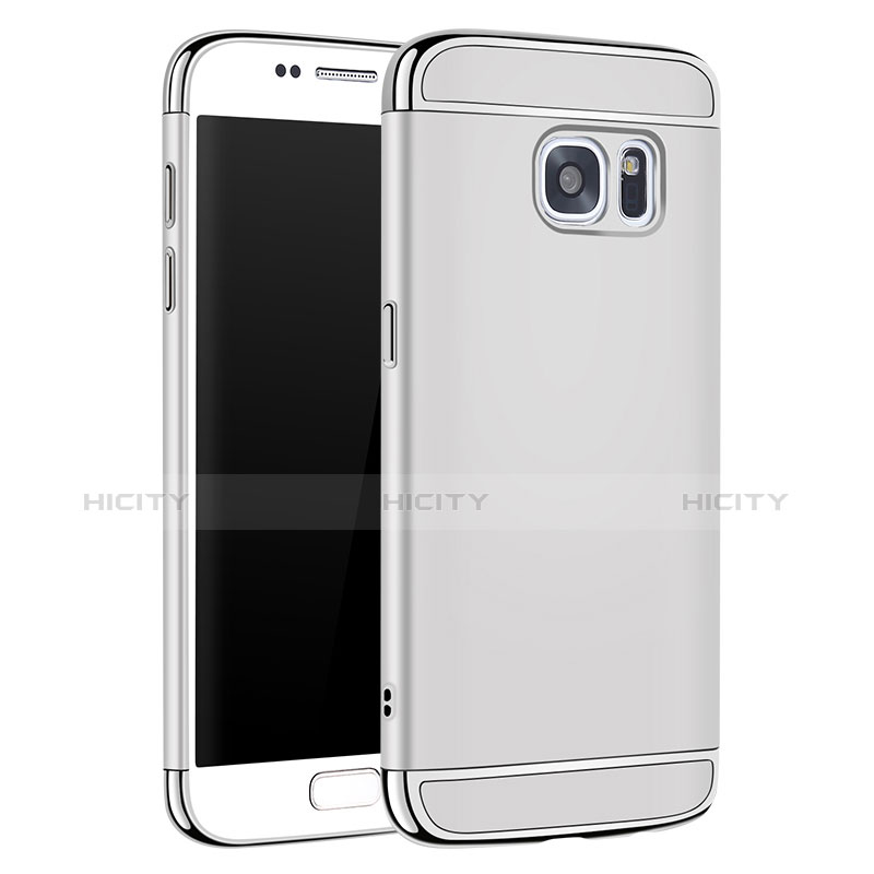 Schutzhülle Luxus Metall Rahmen und Kunststoff Schutzhülle Tasche M01 für Samsung Galaxy S7 G930F G930FD Silber Plus