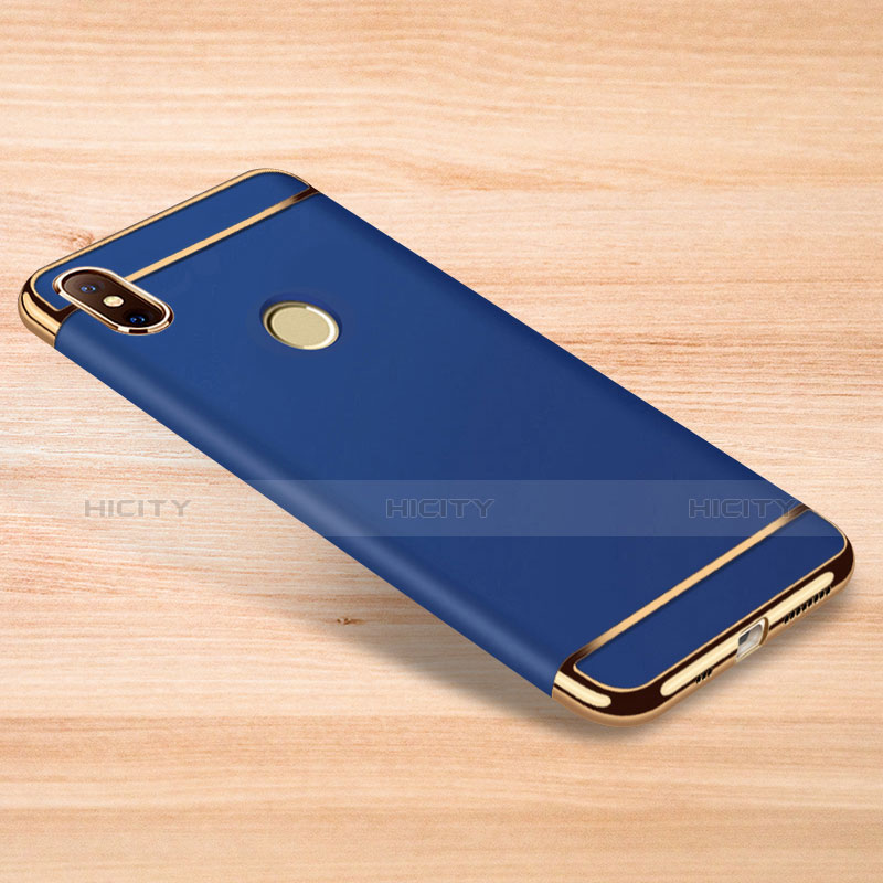 Schutzhülle Luxus Metall Rahmen und Kunststoff Schutzhülle Tasche M01 für Xiaomi Redmi Note 6 Pro Blau Plus