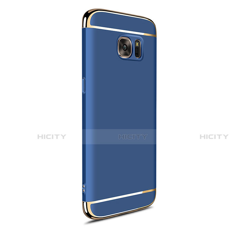 Schutzhülle Luxus Metall Rahmen und Kunststoff Schutzhülle Tasche M05 für Samsung Galaxy S7 Edge G935F Blau