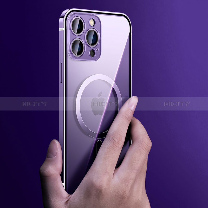 Schutzhülle Luxus Metall Rahmen und Kunststoff Schutzhülle Tasche mit Mag-Safe Magnetic Magnetisch JB1 für Apple iPhone 15 groß