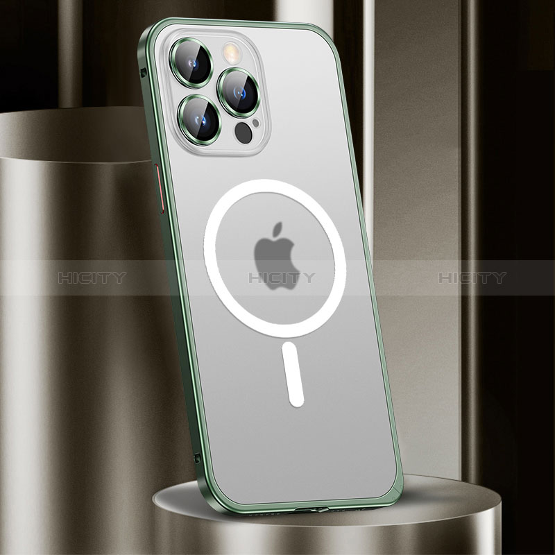 Schutzhülle Luxus Metall Rahmen und Kunststoff Schutzhülle Tasche mit Mag-Safe Magnetic Magnetisch JL2 für Apple iPhone 13 Pro groß