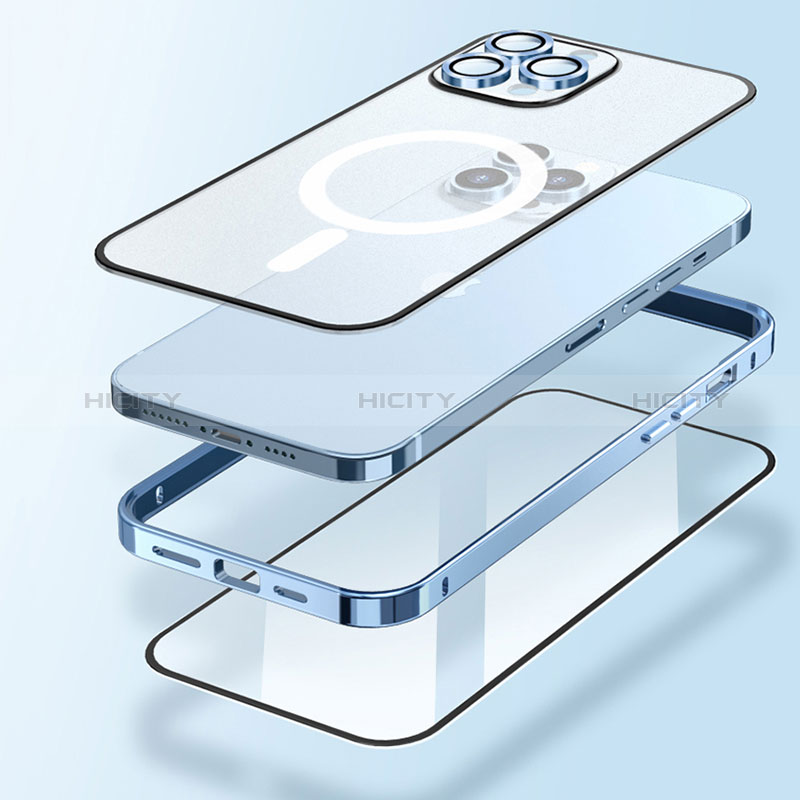 Schutzhülle Luxus Metall Rahmen und Kunststoff Schutzhülle Tasche mit Mag-Safe Magnetic Magnetisch LF1 für Apple iPhone 14