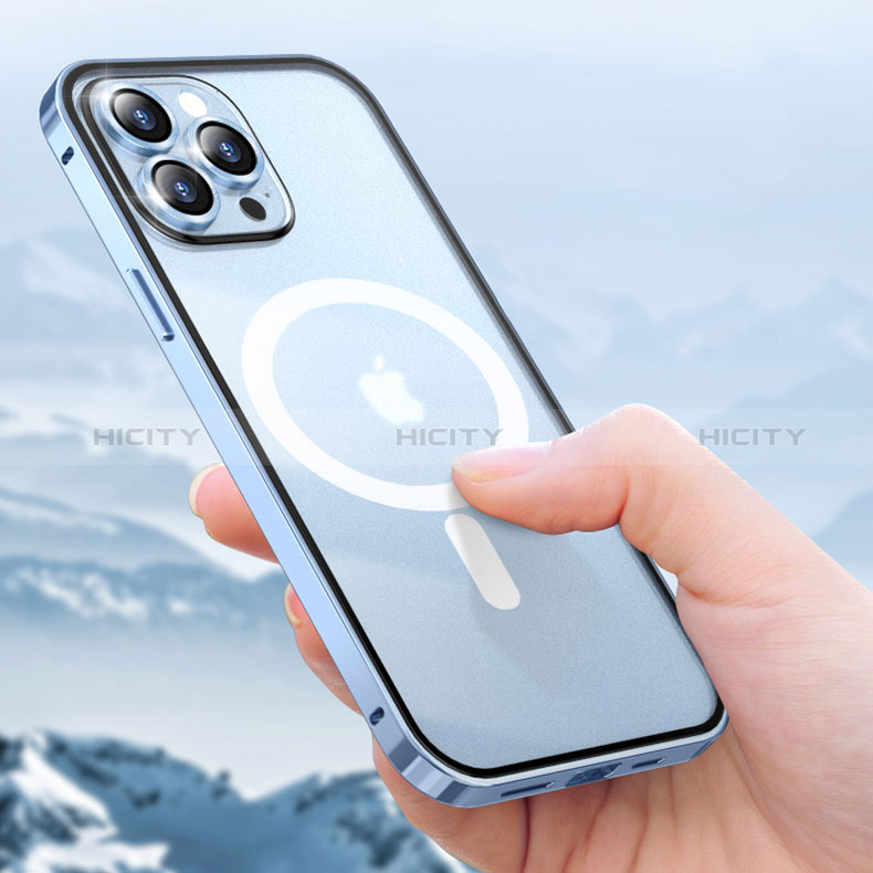 Schutzhülle Luxus Metall Rahmen und Kunststoff Schutzhülle Tasche mit Mag-Safe Magnetic Magnetisch LF1 für Apple iPhone 14 Pro Max groß