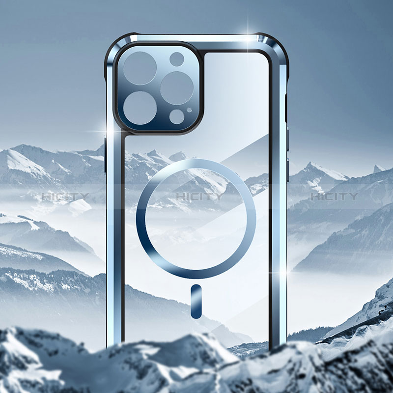 Schutzhülle Luxus Metall Rahmen und Kunststoff Schutzhülle Tasche mit Mag-Safe Magnetic Magnetisch LF2 für Apple iPhone 14 Pro Max groß