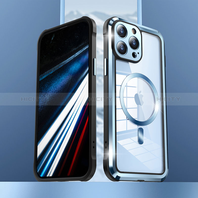 Schutzhülle Luxus Metall Rahmen und Kunststoff Schutzhülle Tasche mit Mag-Safe Magnetic Magnetisch LF2 für Apple iPhone 14 Pro Max groß