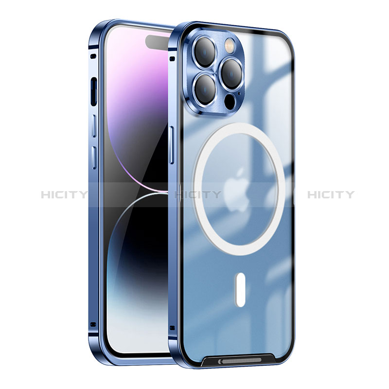 Schutzhülle Luxus Metall Rahmen und Kunststoff Schutzhülle Tasche mit Mag-Safe Magnetic Magnetisch LK1 für Apple iPhone 15 Pro groß