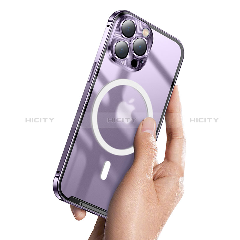 Schutzhülle Luxus Metall Rahmen und Kunststoff Schutzhülle Tasche mit Mag-Safe Magnetic Magnetisch LK1 für Apple iPhone 15 Pro groß