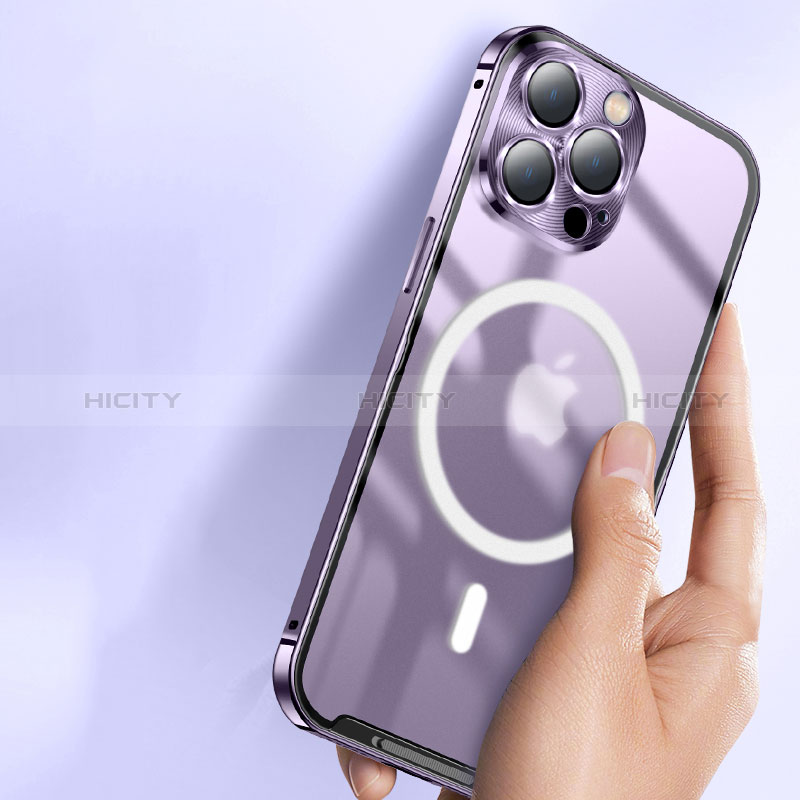 Schutzhülle Luxus Metall Rahmen und Kunststoff Schutzhülle Tasche mit Mag-Safe Magnetic Magnetisch LK2 für Apple iPhone 14 groß