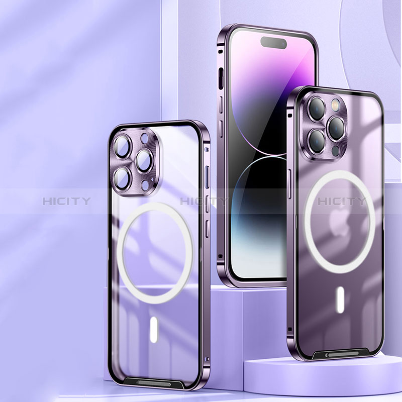 Schutzhülle Luxus Metall Rahmen und Kunststoff Schutzhülle Tasche mit Mag-Safe Magnetic Magnetisch LK2 für Apple iPhone 14 groß