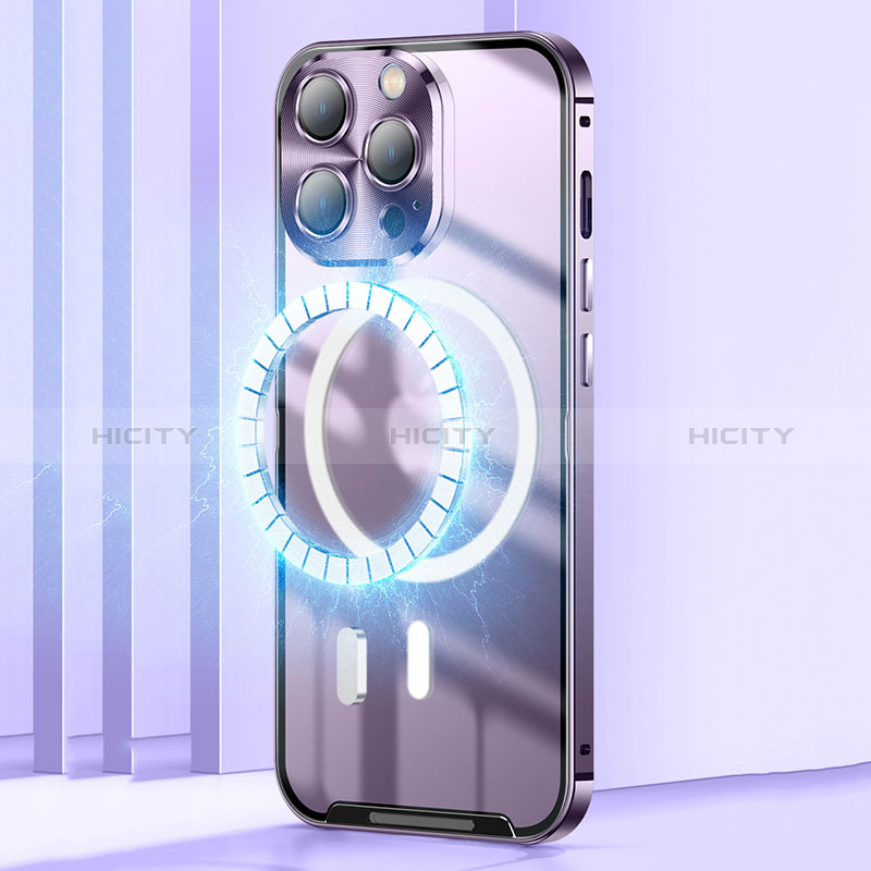 Schutzhülle Luxus Metall Rahmen und Kunststoff Schutzhülle Tasche mit Mag-Safe Magnetic Magnetisch LK2 für Apple iPhone 14 groß