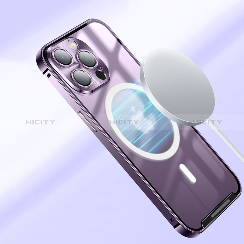 Schutzhülle Luxus Metall Rahmen und Kunststoff Schutzhülle Tasche mit Mag-Safe Magnetic Magnetisch LK2 für Apple iPhone 14 groß